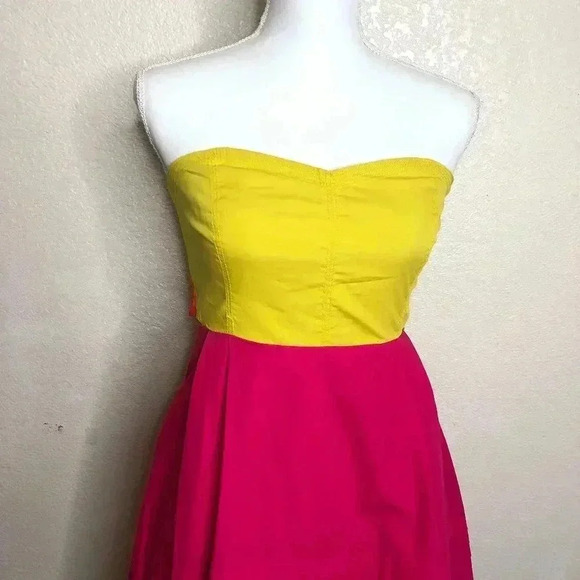 MAEVE Strapless Color Block Dress Smocked back 2 - Picture 2 of 13